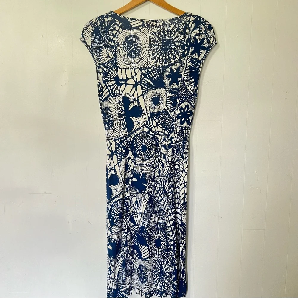 Tory Burch Baltic Sea Dream Catcher V-Neck Cap Sleeve Midi Dress Size XS